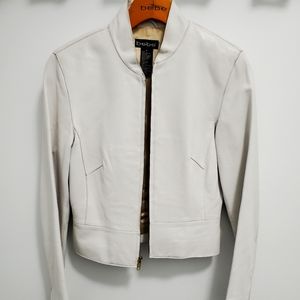 Bebe cream colored cropped leather coat.  Size P